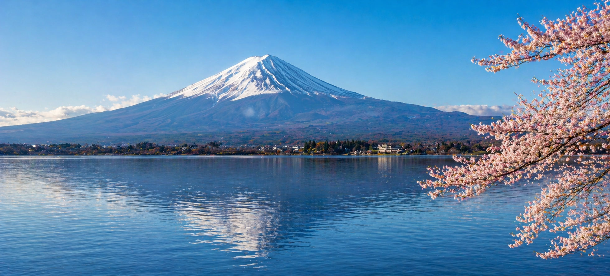 Japan cruise with Mount Fuji, cherry blossoms, and traditional architecture